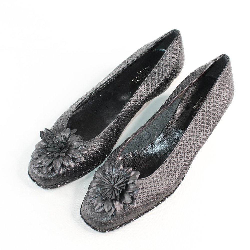 SESTO MEUCCI Black Embellished Round Toe Wedge - Picture 6 of 13